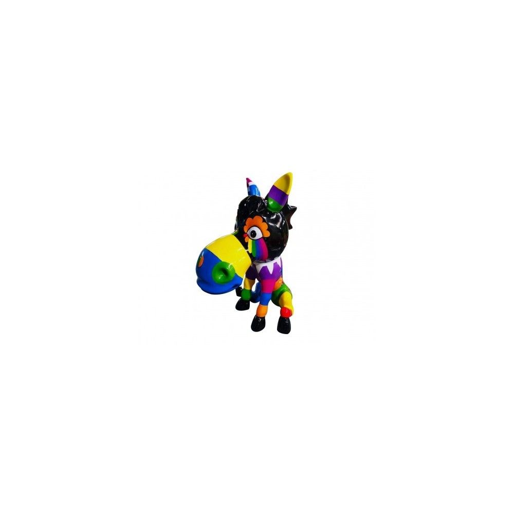 Escultura decorativa ILLUSION burrinho colorido sentado DRIMMER — vista frontal