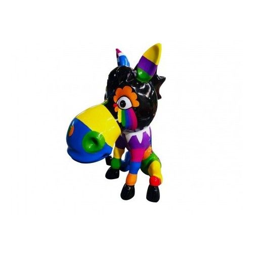 Escultura decorativa ILLUSION burrinho colorido sentado DRIMMER — vista frontal