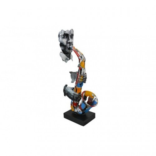 Escultura decorativa PIGMENT saxofonista multicolor em metal SOCADIS — vista frontal