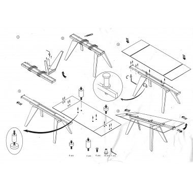 DESIGNER EETTAFEL 160-240 CM HOUT EN GLAZEN BERG CAMINO A CASA