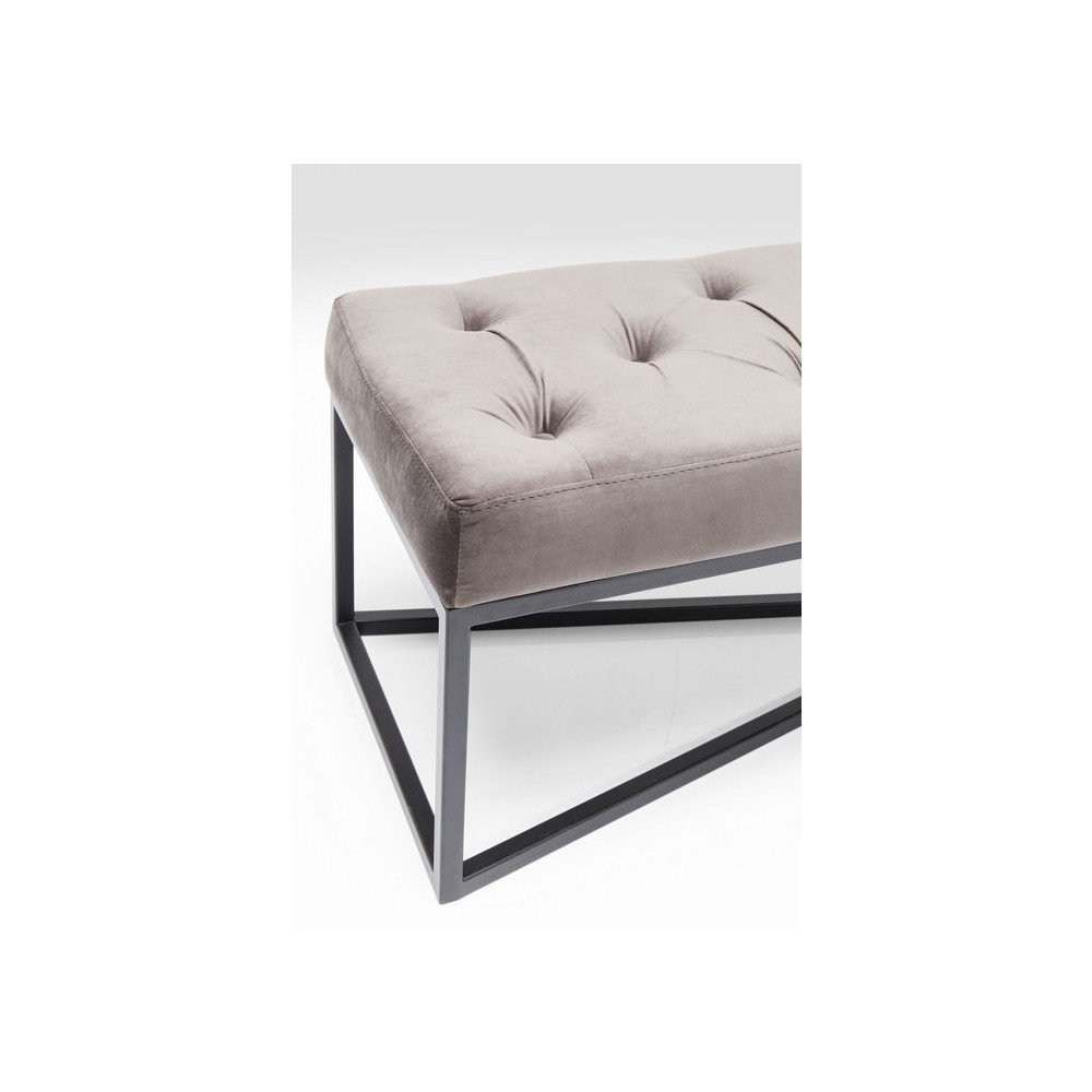 Banc capitonné velours rose pastel et laiton CROSSOVER