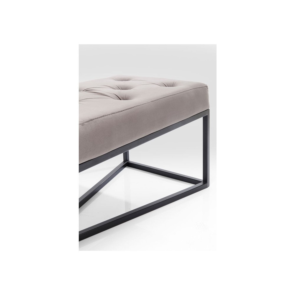 Banc capitonné velours rose pastel et laiton CROSSOVER