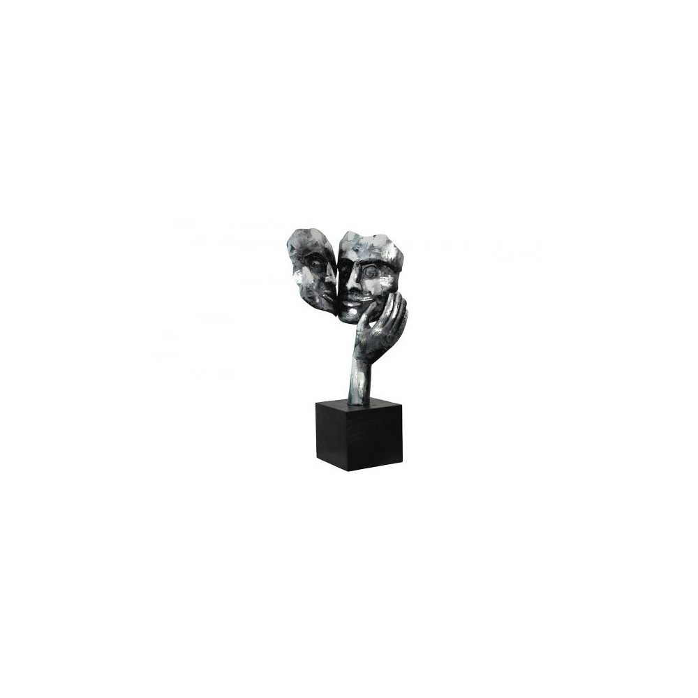 Escultura decorativa PIGMENT casal abraçado em metal prateado SOCADIS — vista frontal
