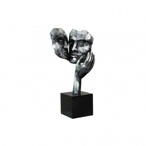 Escultura decorativa PIGMENT casal abraçado em metal prateado SOCADIS — vista frontal