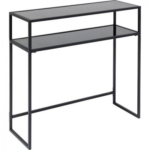 Bandeja de vidro preto de console duplo Elena