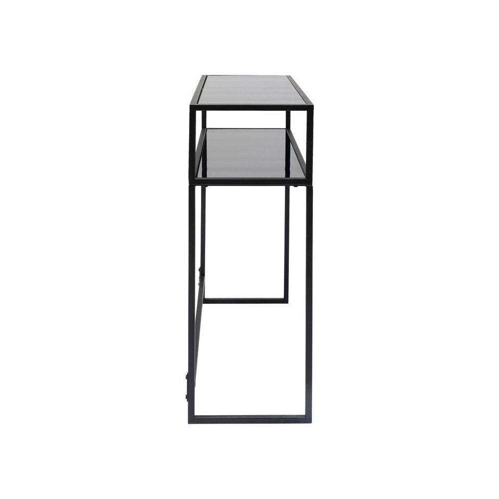 Console double plateau verre noir ELENA