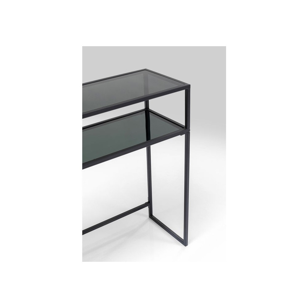 Bandeja de vidro preto de console duplo Elena
