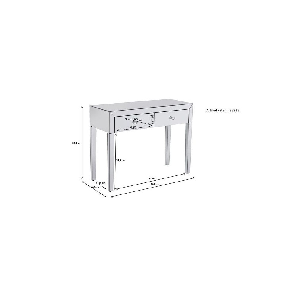 LUXE console van grijs getint spiegelglas