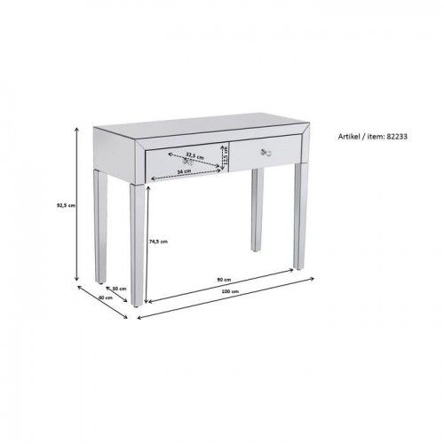 Console verre miroité teinté gris LUXURY
