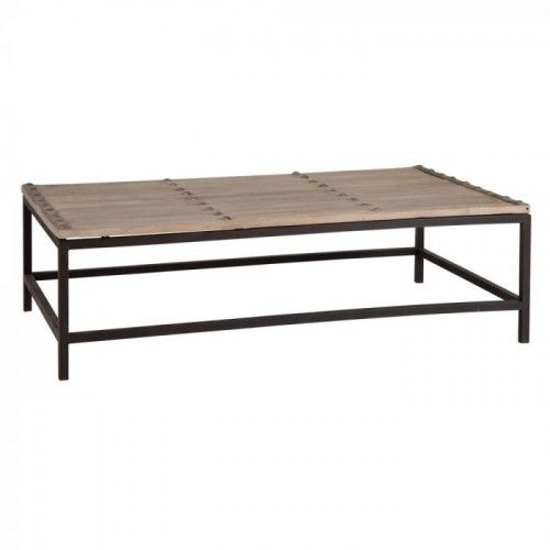 YUKON coffee table with wooden top and black metal structure