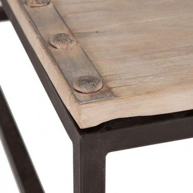 Mesa de centro YUKON con tapa de madera y estructura de metal negro