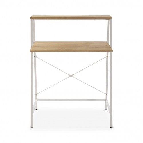 Mesa de computador de desktop de madeira e metal branco Tóquio