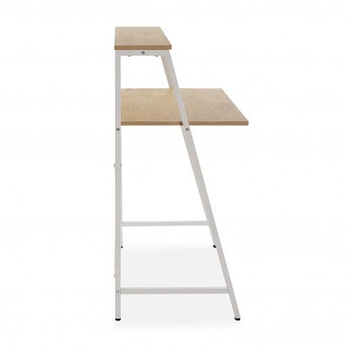 Mesa de computador de desktop de madeira e metal branco Tóquio