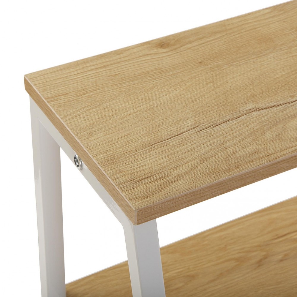 Mesa de computador de desktop de madeira e metal branco Tóquio