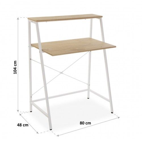 Mesa de computador de desktop de madeira e metal branco Tóquio