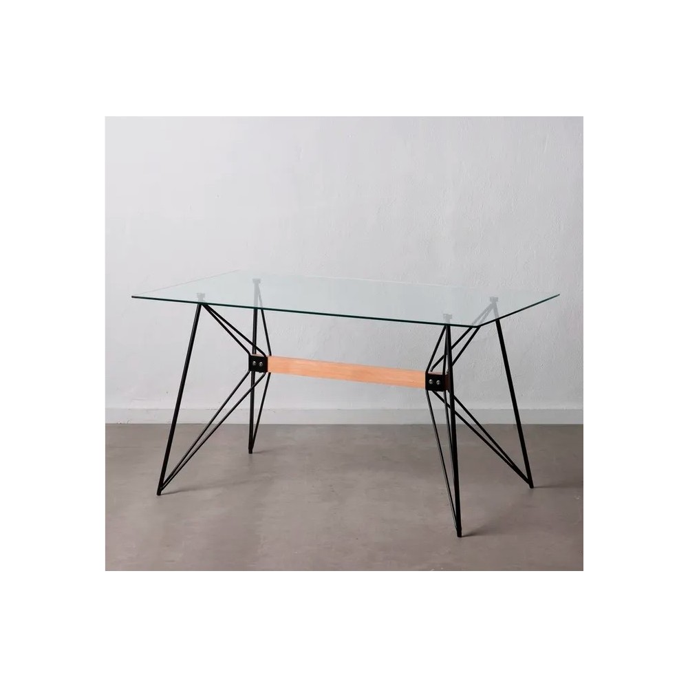 Dining table tempered glass retro style metal CRYSTAL