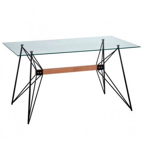 Dining table tempered glass retro style metal CRYSTAL