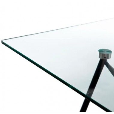 Dining table tempered glass retro style metal CRYSTAL