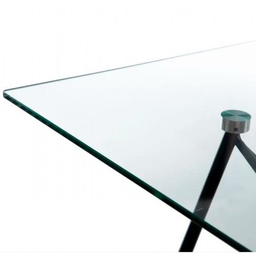 Mesa de jantar vidro temperado estilo retro metal cristal