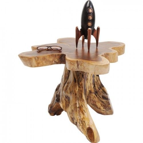 Mesa de centro NATURE raiz natural de teca KARE Design — com acessórios de decoração