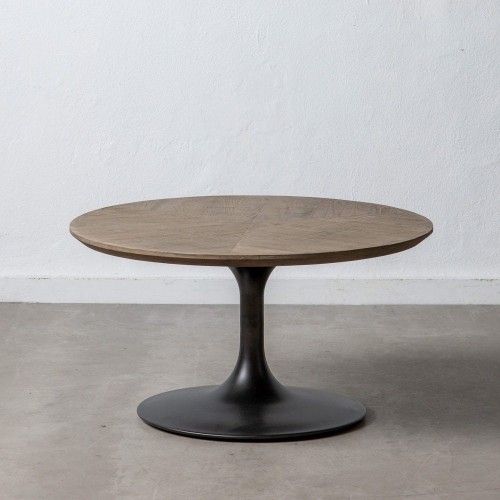 Round black metal wood coffee table TAGGE