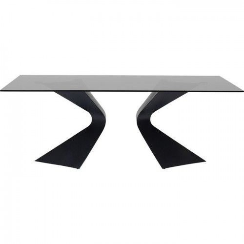 Mesa de comedor de vidrio templado negro 200 cm GLORIA