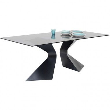 Mesa de comedor de vidrio templado negro 200 cm GLORIA
