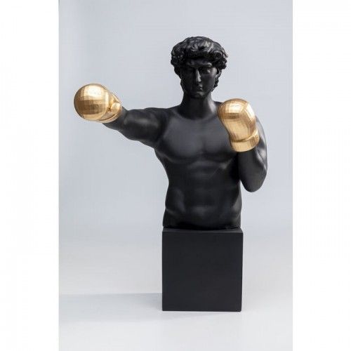 Estátua de homem negro luvas de boxe douradas BALBOA