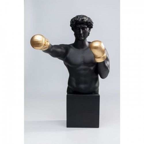 Scultura decorativa BALBOA pugile nero con guantoni dorati KARE Design — vista frontale