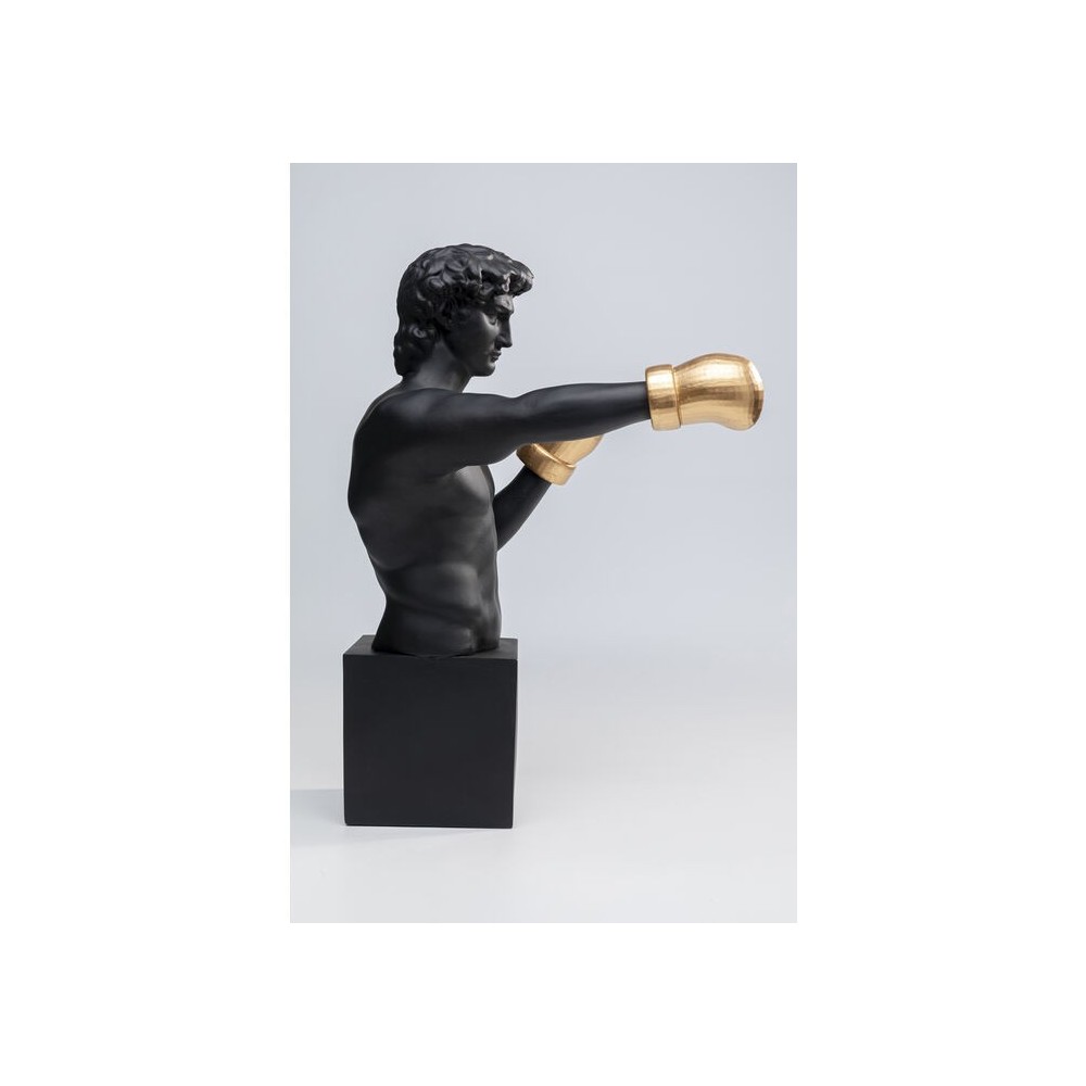 Sculpture décorative BALBOA boxeur noir aux gants dorés KARE Design — vue de profil