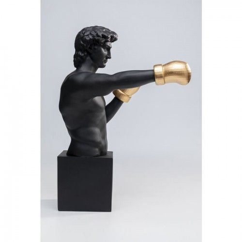Dekorative Skulptur BALBOA schwarzer Boxer mit goldenen Handschuhen KARE Design — Seitenansicht