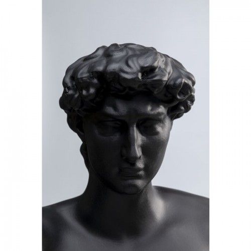 Escultura decorativa BALBOA pugilista preto com luvas douradas KARE Design — plano aproximado do rosto