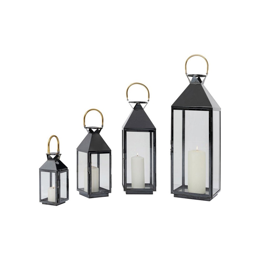 Conjunto de 4 lanternas preto ouro giardino