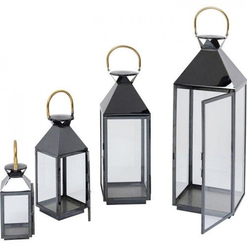 Set van 4 lantaarns van zwart goud