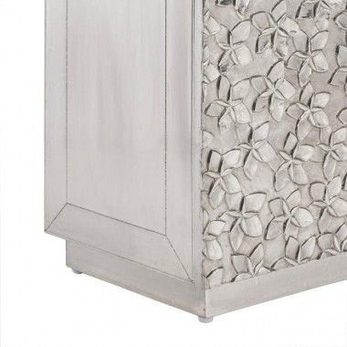 Comfortable pattern flowers silver metal / wood SPACES