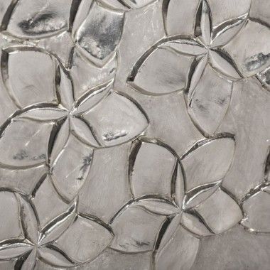 Comfortable pattern flowers silver metal / wood SPACES