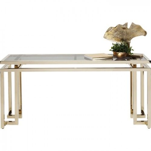 Goudkleurige roestvrijstalen glazen console 160cm RUSH