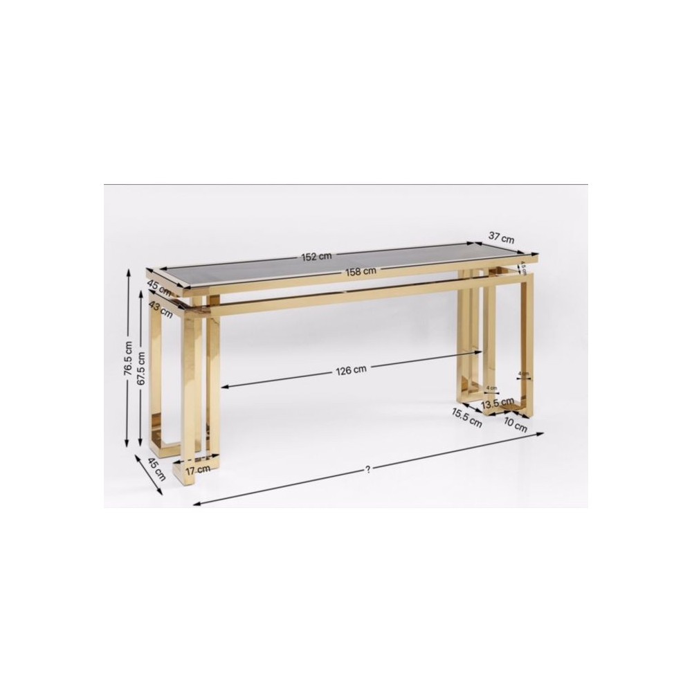 Ouro de aço inoxidável do console de vidro 160cm