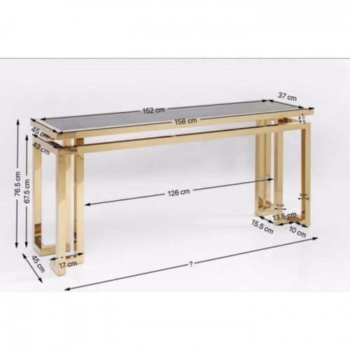 Ouro de aço inoxidável do console de vidro 160cm
