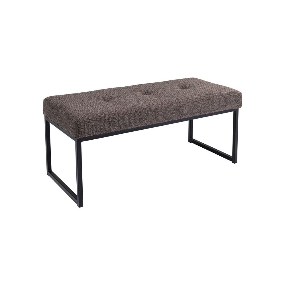 Banc capitonné tissu marron métal DOLCE