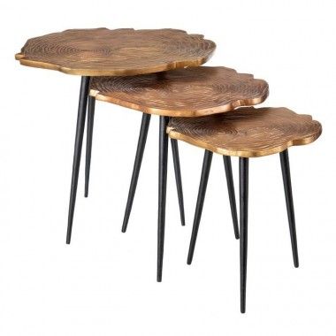 Set de 3 tables d'appoint noir/cuivre HILO