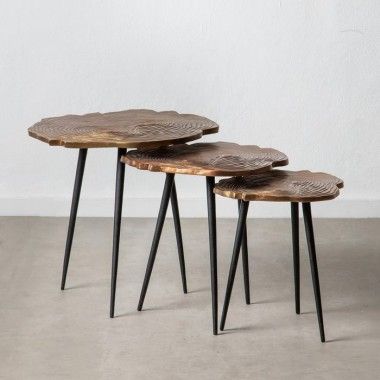 Set de 3 tables d'appoint noir/cuivre HILO