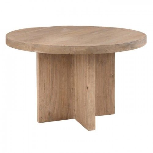 Mesa de comedor redonda patas cruzadas madera de olmo 120cm BRUTA