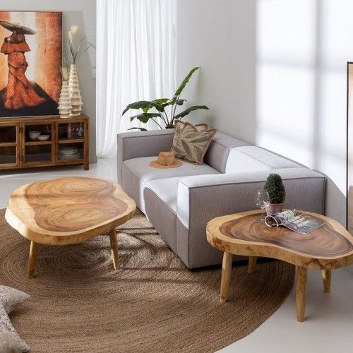 Mesa de centro de madera natural 70 cm ROJU