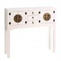 White wooden console with patterns 3 drawers 4 metal doors ORIENTE