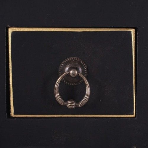 Console de madeira preta 3 gavetas 4 portas metal oriente
