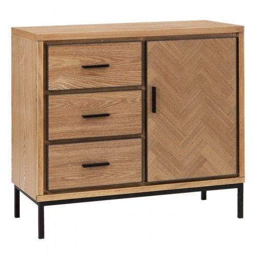 Ash wood/metal chest of drawers 3 drawers 1 door MESA