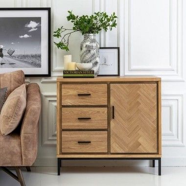 Dresser como uma cinza / metal 3 gavetas 1 Mesa Porta 2