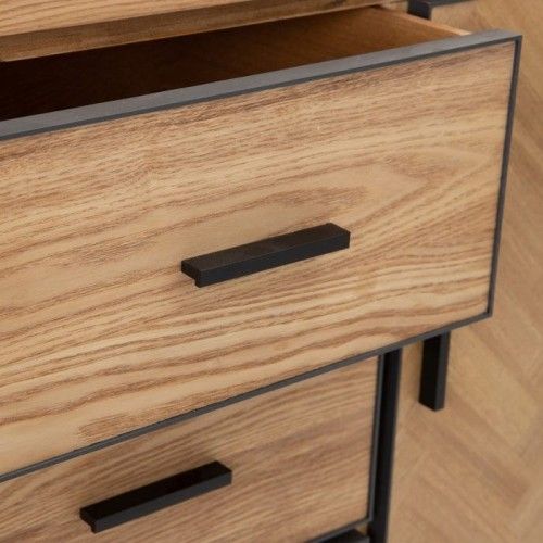 Commode bois de frêne/métal 3 tiroirs 1 porte MESA