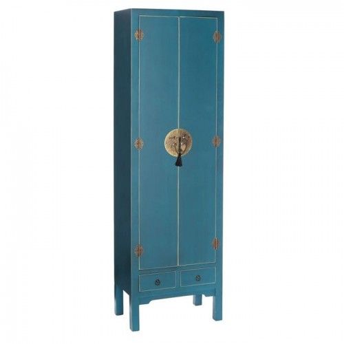 Gavetas de madeira de madeira azul 2 gavetas 2 portas de metal oriente